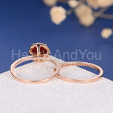 2.2ct Round Cut Simulated Pink Ruby Halo Ring Eternity Band 14k Rose Gold Plated