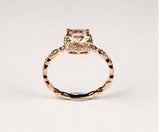 2.15ct Engagement Ring Cushion Cut Peach Morganite Halo 14k Yellow Gold Finish
