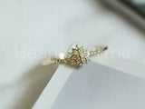 0.5ct Round Cut Moissanite Floral Geometric Engagement Ring 14k Gold Plated