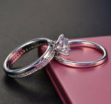 1.2ct Round Cut Diamond Engagement Ring 14k White Gold Finish Solitaire Trio Set