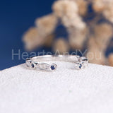 0.5ct Round Cut Simulated Sapphire Open Cuff Wedding Band 14k White Gold Plated