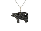 1ct Round Cut Simulated Black Diamond Bear Pendant 14k WhiteGold Plated NO CHAIN