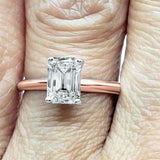 1.6ct Emerald Cut Diamond Solitaire Wedding Engagement Ring 14k Rose Gold Finish