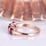 3ct Oval Cut Pink Ruby Eternity Promise Wedding Band Ring 14k Rose Gold Finish