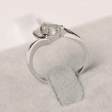 1ct Trillion VVS1D Diamond Curved Solitaire with Accent Ring 14k White Gold Over