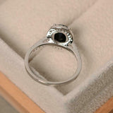 2ct Engagement Ring Oval Cut Black Diamond Halo Solitaire 14k White Gold Finish
