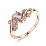 1.6ct Engagement Ring Round Cut Peach Morganite Swirl Twist 14k Rose Gold Finish