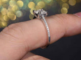 1.5ct Princess Cut Diamond Solitaire Ring 14k White Gold Over with Round Accents