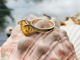 2ct Engagement Ring Cushion Cut Citrine Braided Solitaire 14k Yellow Gold Finish