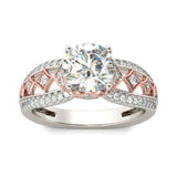 2Ct Round Diamond Stylish Accent Solitaire Engagement Ring 14K White Gold Finish