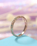 0.5ct Round Cut Emerald Milgrain Eternity Wedding Ring Band 14k Rose Gold Over
