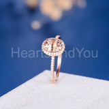 1.45ct Oval Cut Simulated Morganite Halo Engagement Ring 14k Rose Gold Plated