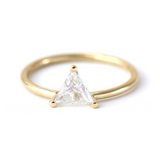 1ct Trillion Cut Diamond Engagement Ring 14k Yellow Gold Over Minimalist Dainty