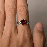 2.5ct Cushion Cut Red Garnet Engagement Ring 14k White Gold Over Diamond Accents