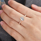 1ct Oval Cut Diamond Pear Accent Solitaire Engagement Ring 14k Rose Gold Finish