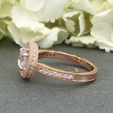 Halo Antique Vintage Engagement Ring 2ct Round Cut Diamond 14k Rose Gold Finish