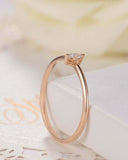 Minimalist Solitaire Engagement Ring 0.3ct Marquise Diamond 14k Rose Gold Finish