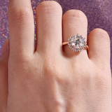 2.5ct Round Cut VVS1D Diamond Engagement Ring 14k Rose Gold Finish Flower Design