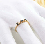 0.3ct Round Cut Blue Sapphire Wedding Band Ring Anniversary 14k Yellow Gold Over