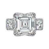 6Ct Asscher Cut Diamond Cocktail Queens Engagement Ring 14K White Gold Finish