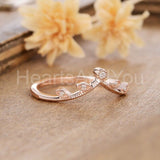 0.2ct Round Cut Moissanite Chevron Leaf Women Wedding Band 14k Rose Gold Plated