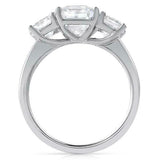 2.5ct Asscher Cut Diamond Engagement Ring Trilogy Solitaire 14k WhiteGold Finish