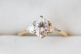 1.6ct Oval Diamond Engagement Ring Trillion Accents Trilogy 14k Yellow Gold Over