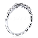 0.2ct Round Cut Moissanite Curved Minimalist Wedding Band 14k White Gold Plated