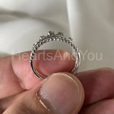0.2ct Round Cut Moissanite Trendy Stylish Crown Women Ring 14K White Gold Plated