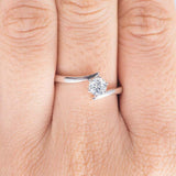 0.4ct Round Cut Diamond Engagement Ring Solitaire Promise 14k White Gold Finish