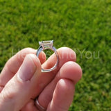 0.4ct Emerald Simulated Diamond Solitaire Engagement Ring 14k White Gold Plated