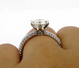 3.8ct Round Cut Diamond Accent Solitaire Engagement Ring 14K White Gold Finish