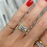 0.5ct Emerald Simulated Diamond Bezel Set Engagement Ring 14k Yellow Gold Plated