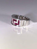 2ct Princess Cut Pink Ruby Wedding Band Block Design Cluster 14k White Gold Over