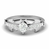 1.3ct Round Cut VVS1 Diamond Bat Design Engagement Ring 14k White Gold Finish
