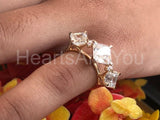 2.5ct Asscher Simulated Diamond Three Stone Engagement Ring 14k WhiteGold Plated