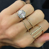 2ct Emerald Cut Diamond Engagement Ring 14k White Gold Finish Trilogy Solitaire