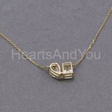 1ct Emerald Cut Simulated Diamond Two Stone Pendant Chain 14k Yellow Gold Plated