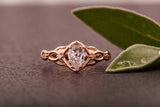 Split Open Band Solitaire with Accent Ring 1ct Pear Diamond 14k Rose Gold Finish