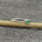 0.5ct Engagement Ring Oval Cut Green Emerald Minimalist 14k White Gold Finish