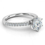 1.4ct Round Cut Solitaire With Accents Engagement Ring 14k White Gold Finish New