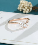 0.35ct Round Cut Moissanite Curved Women Wedding Band 14k Rose Gold Plated