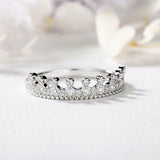 Princess Crown Tiara Engagement Ring 1.2ct Round Cut Diamond 14k White Gold Over