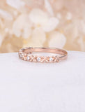 1ct Round Cut Diamond Wedding Band Floral Petite Half Eternity 14k RoseGold Over