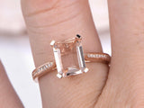 1.5ct Emerald Cut Peach Morganite Solitaire Engagement Ring 18k Rose Gold Finish