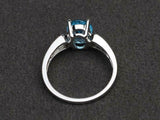 2.3ct Engagement Ring Oval Cut Blue Topaz Diamond Accent 14k White Gold Finish