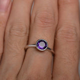 2ct Round Cut Purple Amethyst Engagement Ring 14k White Gold Finish Bezel Set