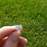 0.4ct Emerald Simulated Diamond Solitaire Engagement Ring 14k White Gold Plated