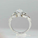 1.5ct Marquise Diamond Engagement Ring Trinity Knot Celtic 14k White Gold Finish