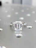 2.3ct Emerald Simulated Diamond Single Prong Accents Ring 14k White Gold Plated